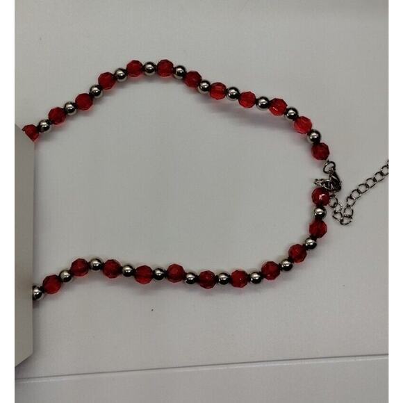 Holiday Lane Women's Necklace - Red Silver Tone Beads - Star Pendant - Picture 5 of 7